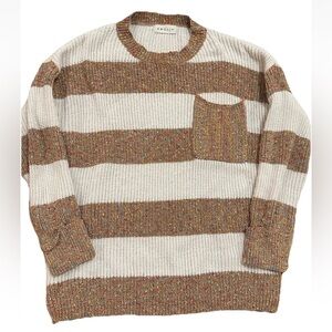 Amoli Striped Knit Sweater Women’s Small Cream Brown Confetti Yarn